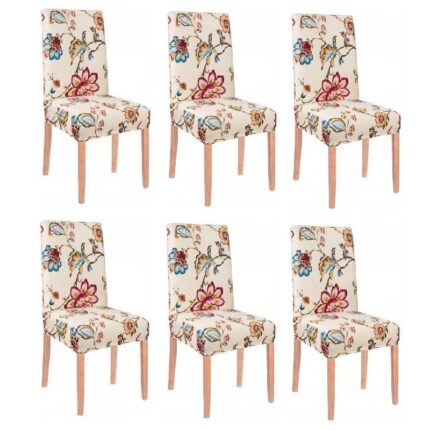 Set 6 huse scaun dining/bucatarie, din spandex, cu motive florale