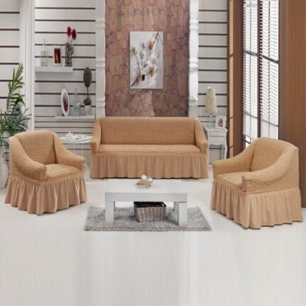 Set Husa 3 piese pentru Canapea 3 locuri + 2 Fotolii Cappuccino