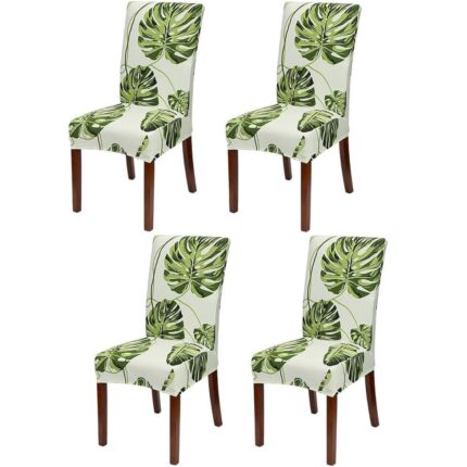 Set 4 huse de scaun, SUNMOSTAR, Poliester, Verde