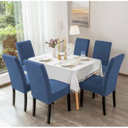 Set 6 huse pentru scaune, universale, Culoare Albastru