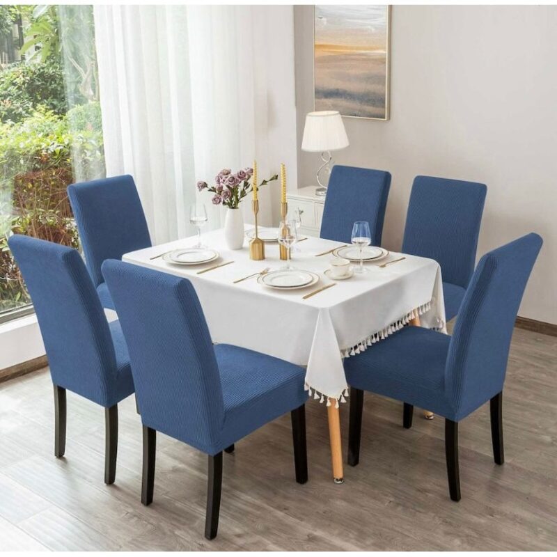 Set 6 huse pentru scaune, universale, Culoare Albastru