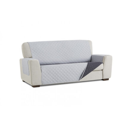Husa matlasata canapea 5 locuri Sofazip, Lungime 240 cm, Reversibila 2 culori, Gri inchis-Gri deschis