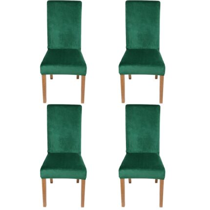 Set 4 huse pentru scaun, marime universala, din Catifea, Verde Smarald Elastix