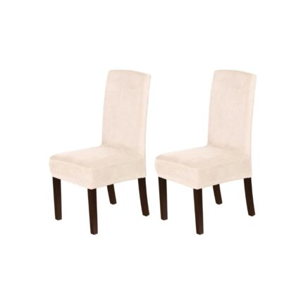 Set de 2 huse pentru scaune, cu elastic, material catifelat, 90 x 40 cm, Roz pudra