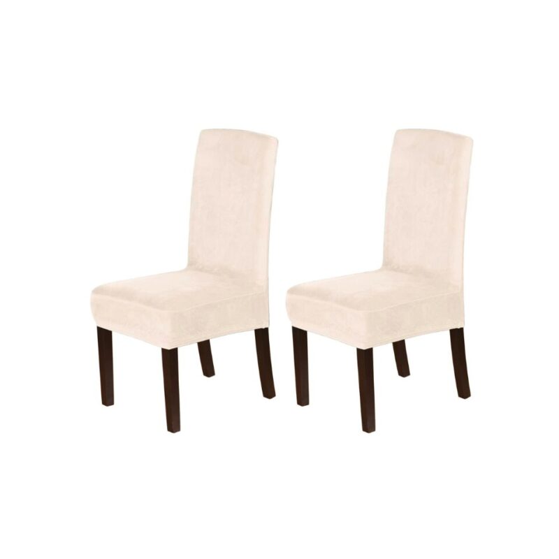 Set de 2 huse pentru scaune, cu elastic, material catifelat, 90 x 40 cm, Roz pudra