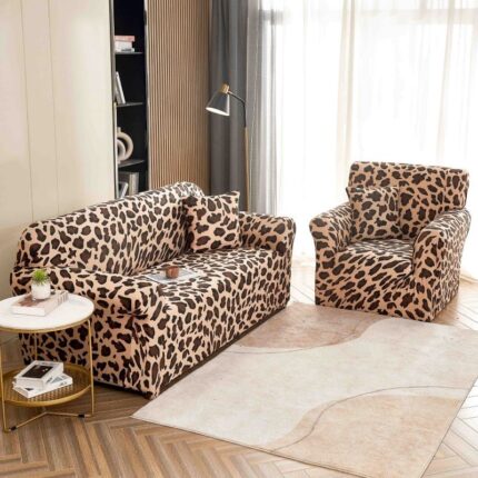 Husa elastica pentru canapea, Jojo Home, imprimeu Animal Print, M-2 locuri, 140x180cm
