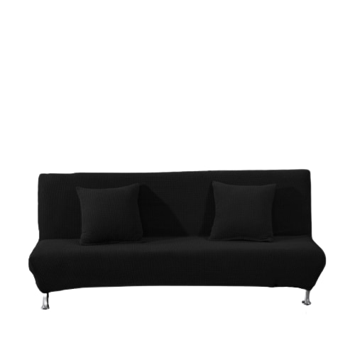 Husa canapea 3 locuri fara brate Sofazip, Lungime intre 160 - 200 cm, Elastica, microfibra, Negru