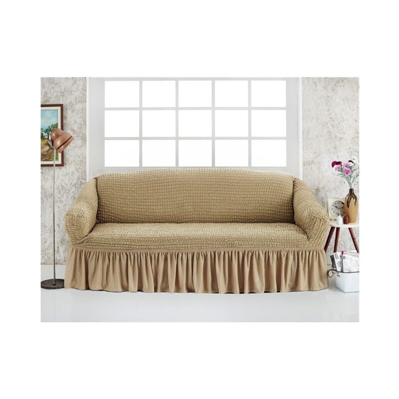 Husa canapea 3 locuri ,200x 240 cm , bumbac elasticizat , bej