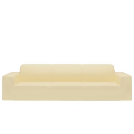 Husa elastica pentru canapea cu 4 locuri vidaXL, poliester, jersey crem, 235 cm