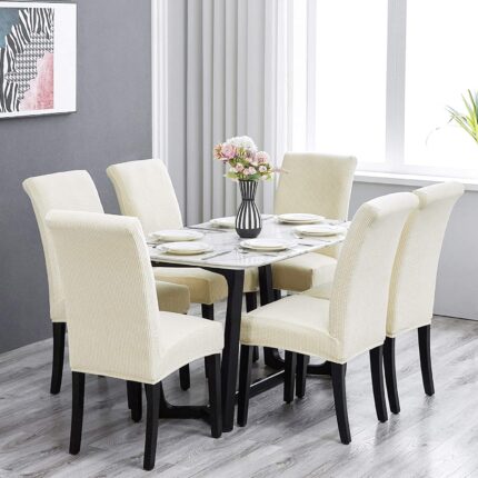 Set huse elastice, 6 scaune HS08, Alb,55 x 45 cm