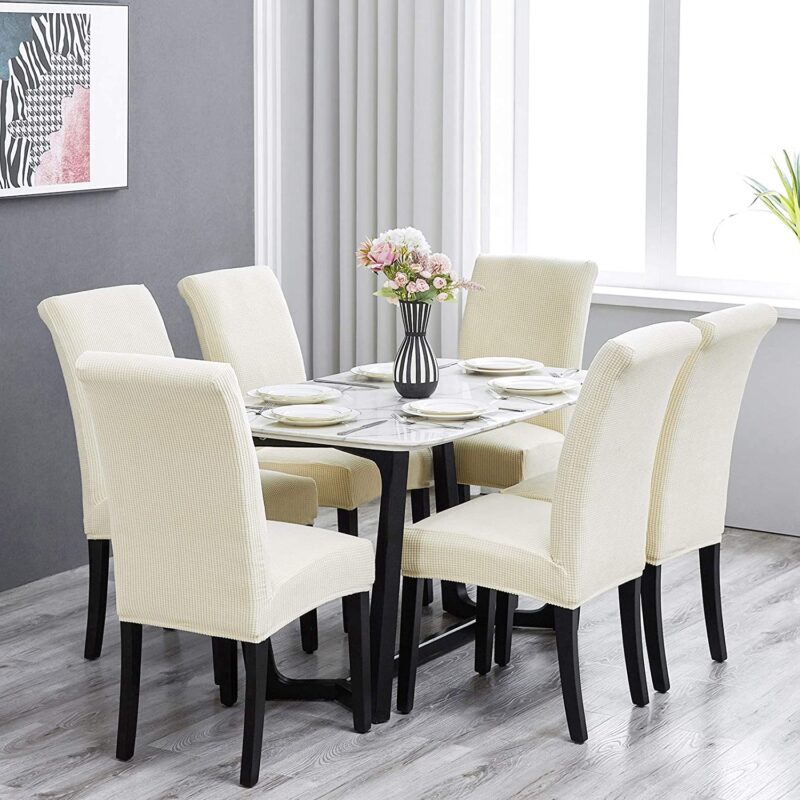 Set huse elastice, 6 scaune HS08, Alb,55 x 45 cm