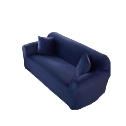 Husa elastica pentru canapea, Jojo Home, Catifea, Uni, L-3 locuri, 180x230cm, Bleumarin