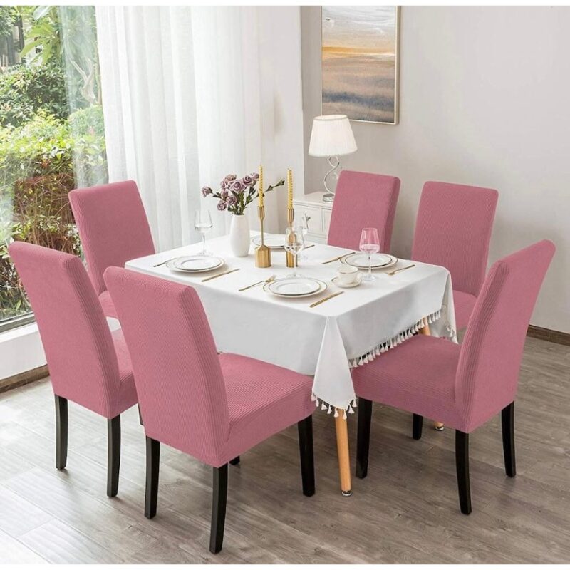 Set 6 huse pentru scaune, universale, Culoare Roz