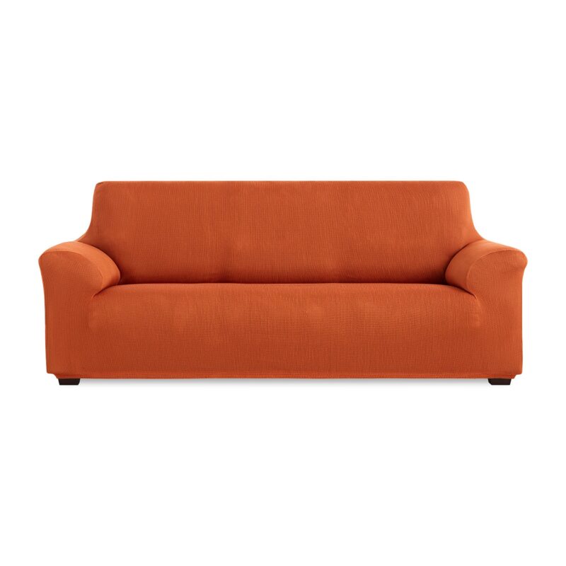 Husa canapea 4 locuri Sofazip Mondo, Lungime intre 220 - 250 cm, Elastica, Portocaliu