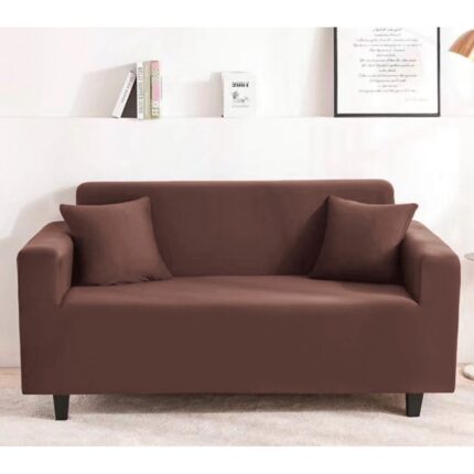 Husa Canapea Universala, Pucioasa, Uni, 3 locuri, Bumbac elasticizat, Lungine canapea intre 180 - 230 cm, Latime cuprinsa intre 80-95 cm, Maro, HCT-005