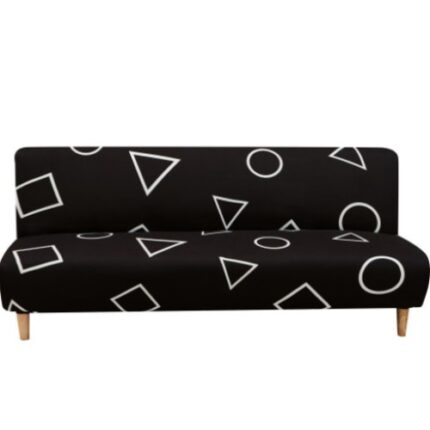 Husa elastica universala pentru canapea si pat, negru cu figuri geometrice, 190X 210 cm, buz