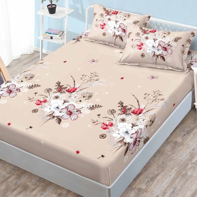 Set husa de pat Finet Elegance + 2 fete perna pentru saltea de 180x200 cm, Bej, HF2FP11