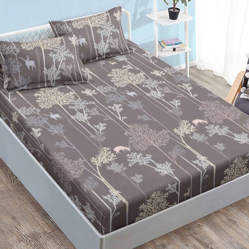 Set husa de pat Finet Elegance + 2 fete perna pentru saltea de 180x200 cm, Maro, HE18