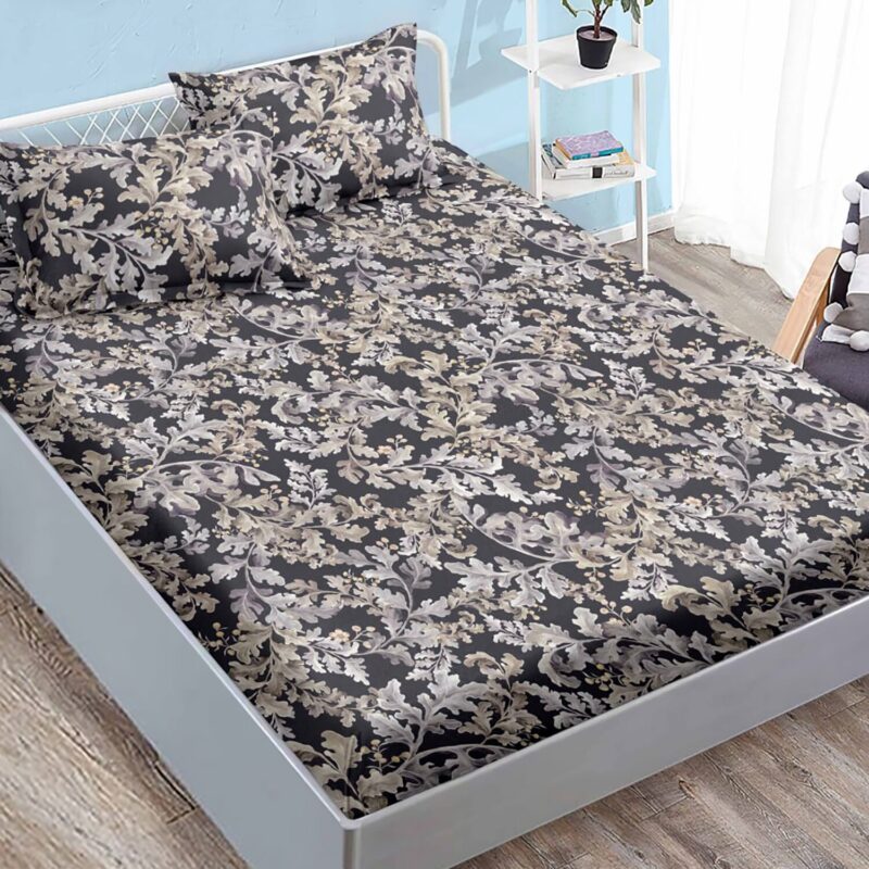 Set husa de pat Finet Elegance + 2 fete perna pentru saltea de 180x200 cm, Negru, HE3