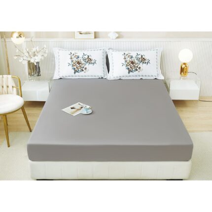 Husa de pat si fete de perna, Finet, 3 piese, 2 persoane, 160x200cm, Gri
