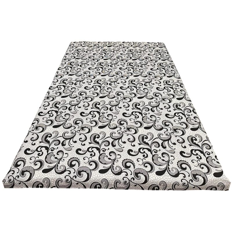 Cearceaf alb/negru 140x215cm pentru pat single, pentru saltea de 90 cm, "Foglia" din bumbac 100% by Liz Line - C140179