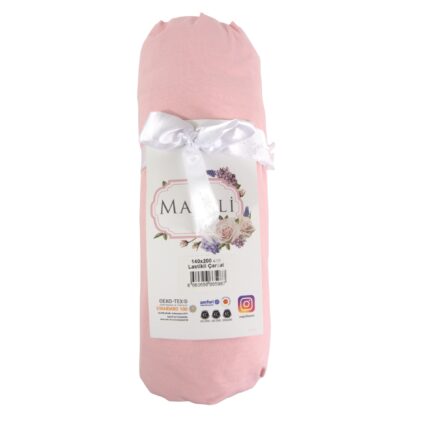 Cearsaf de pat cu elastic Majoli Bahar Home Collection, 100% bumbac ranforce 144TC, 160x200+30 cm, Roz