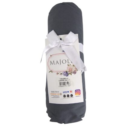 Cearsaf de pat cu elastic Majoli Bahar Home Collection, 100% bumbac ranforce 144TC, 160x200+30 cm, Gri antracit