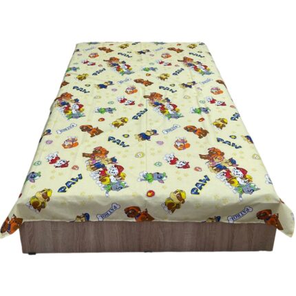 Cearceaf culoare bej, 140x215cm pentru pat single, pentru saltea de 90 cm, "Paw Patrol by Liz Line" din bumbac - C140256