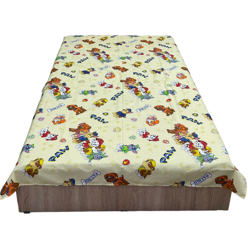 res_c493dd0a609f4fab1052392ac6266723 Cearceaf culoare bej, 140x215cm pentru pat single, pentru saltea de 90 cm, "Paw Patrol by Liz Line" din bumbac - C140256