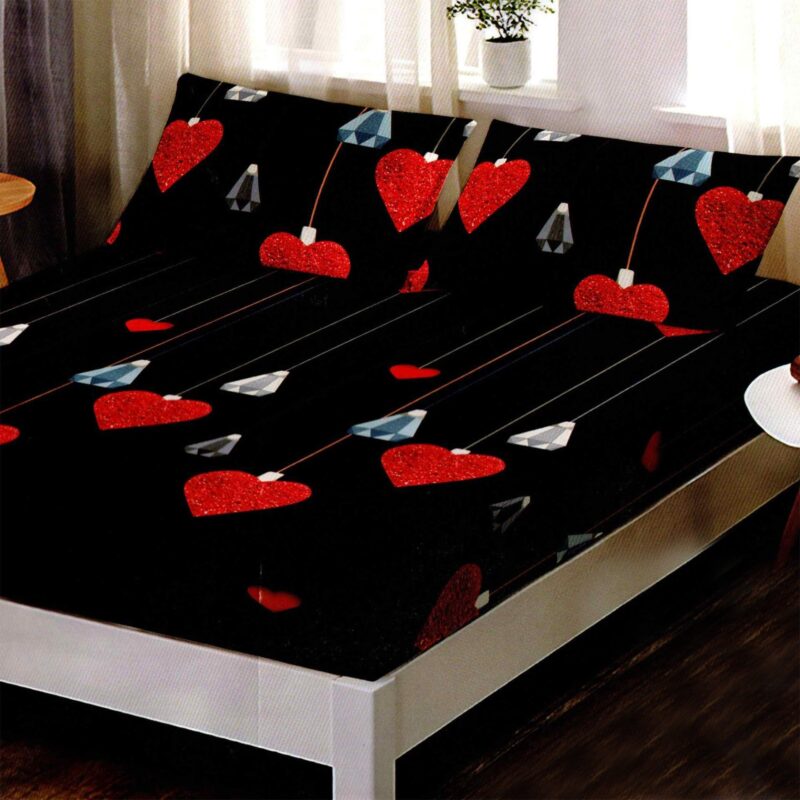 Set husa de pat Finet Elegance + 2 fete perna pentru saltea de 160x200 cm, Negru, HF2FP31
