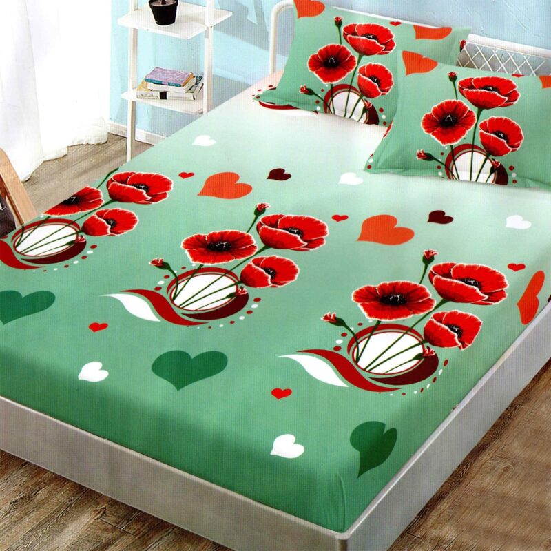 Set husa de pat Finet Elegance + 2 fete perna pentru saltea de 160x200 cm, Verde, HF2FP32