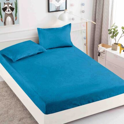 Set Cearsaf de pat cu elastic si 2 fete de perna, Dormy, Kele, 180x200cm, Finet