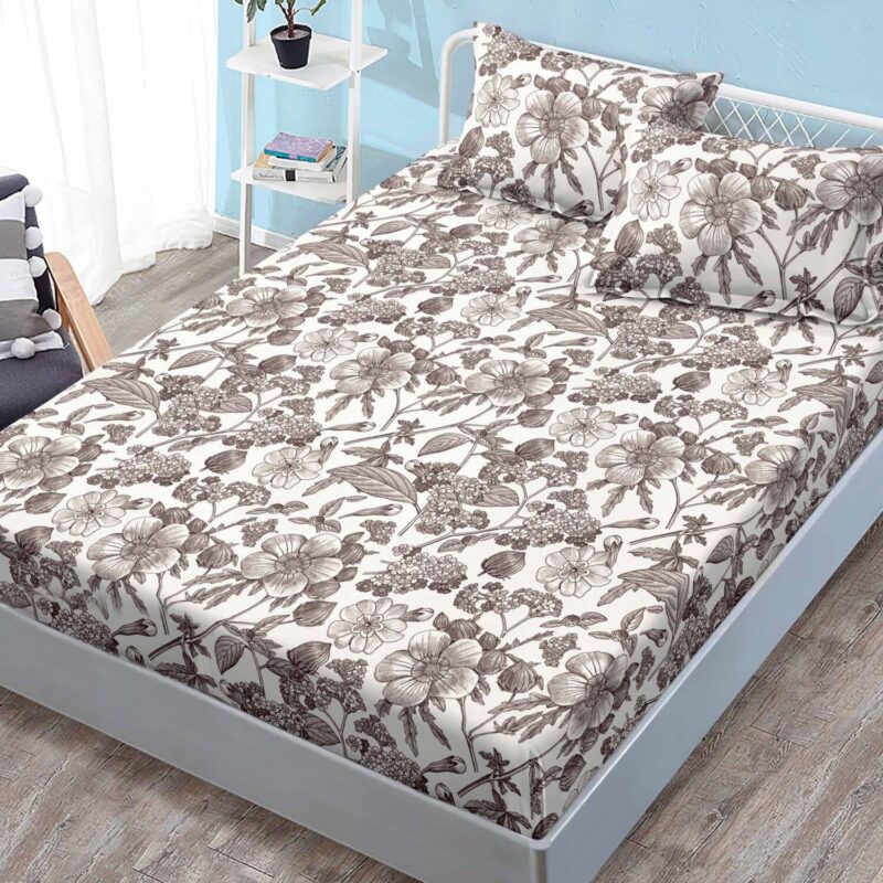 Set husa de pat Finet Elegance + 2 fete perna pentru saltea de 180x200 cm, Maro, HE11
