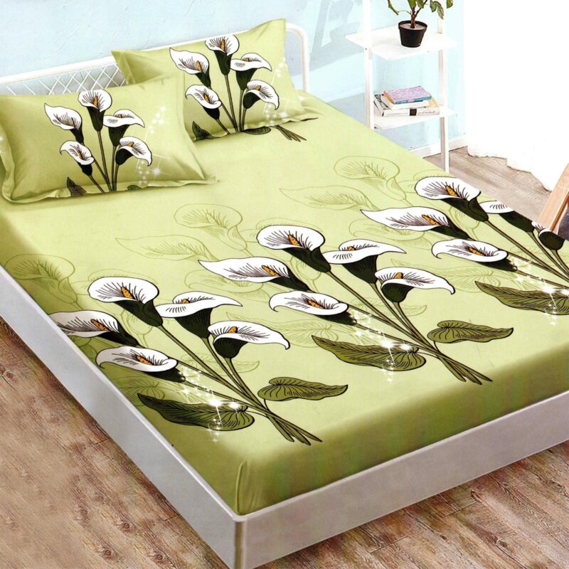 Set husa de pat Finet Elegance + 2 fete perna pentru saltea de 160x200 cm, Verde, HF2FP48