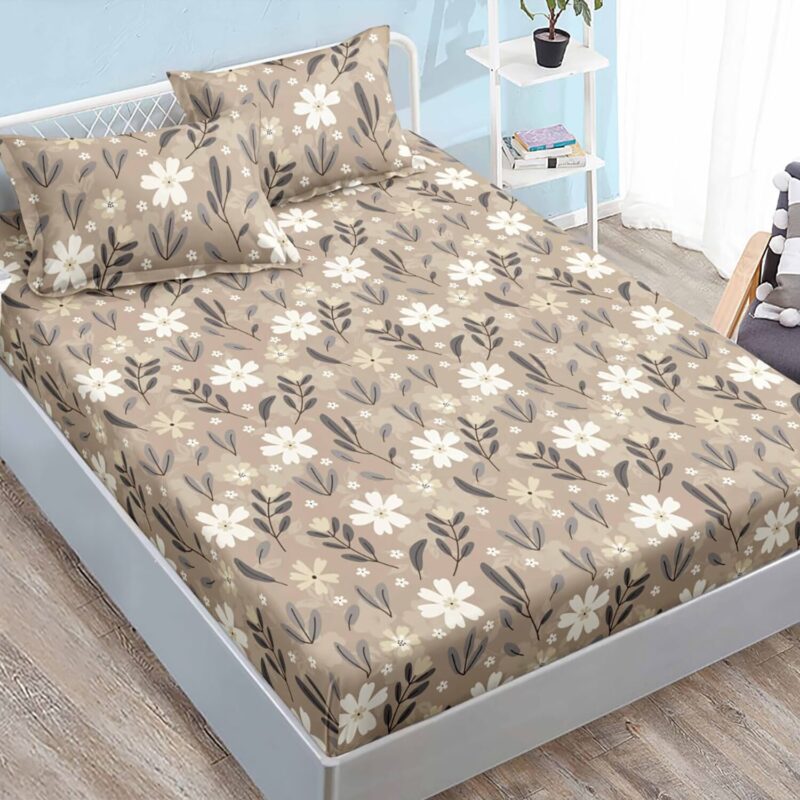 Set husa de pat Finet Elegance + 2 fete perna pentru saltea de 180x200 cm, Bej, HE9