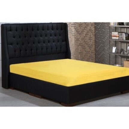 Cearceaf de pat cu elastic din bumbac ranforce 100% 200 x200 cm galben