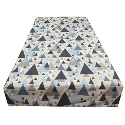 Cearceaf ranforce bleu/gri 250x240cm pentru pat dublu, pentru saltea mai mare de 180 cm, "Pyramids" din bumbac ranforce by Liz Line - CR250206