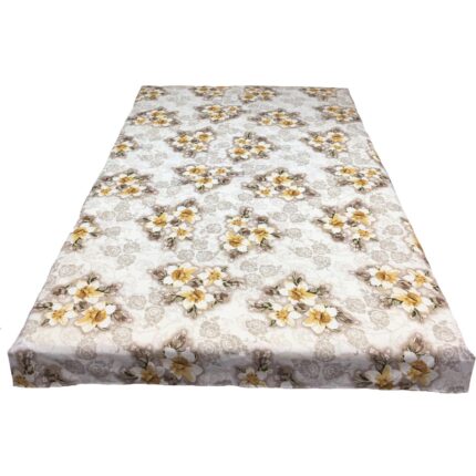Cearceaf alb/bej 210x215cm pentru pat mediu, pentru saltea intre 140-160cm, "Flower Bouquet" din bumbac 100% by Liz Line - C210183