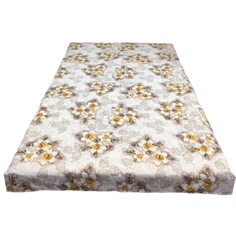 Cearceaf alb/bej 210x215cm pentru pat mediu, pentru saltea intre 140-160cm, "Flower Bouquet" din bumbac 100% by Liz Line - C210183