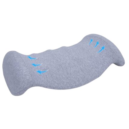 Perna ortopedica lombara SAHEYER, Spuma cu memorie, pentru ameliorarea durerilor de spate in pat, Design ergonomic, 48x30x11 cm, culoare gri