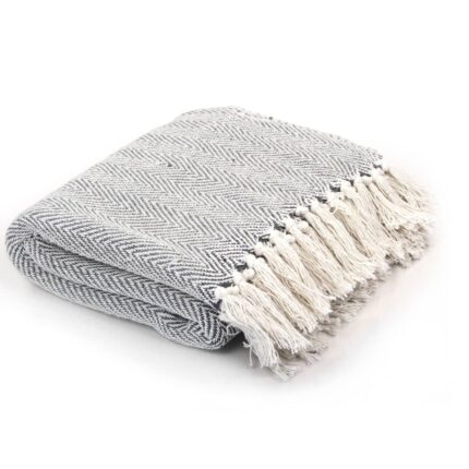 Patura decorativa model spic vidaXL, Bumbac, 125 x 150 cm, Gri