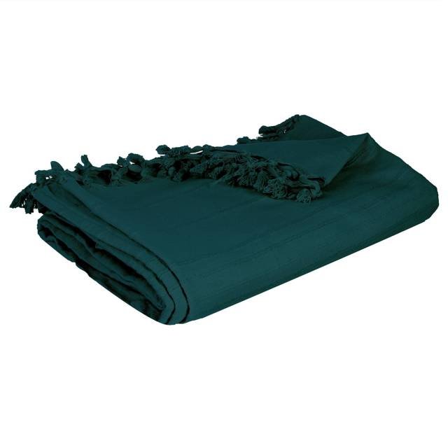 Cuvertura de pat cu franjuri Peacock, Bumbac, Verde, 160x220 cm