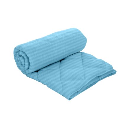 Pilota Damasc Alcam, 180x200 cm, husa bumbac, damasc, umplutura 50% lana, 50% fibre siliconice, 300 g/mp, bleu
