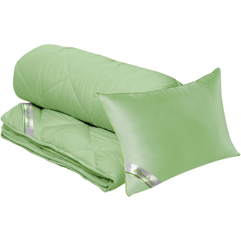 Set perna 50x70 cm si pilota matlasata 300gr/mp 140x200 cm, Green Future, Bamboo Sense, nivel de caldura mediu