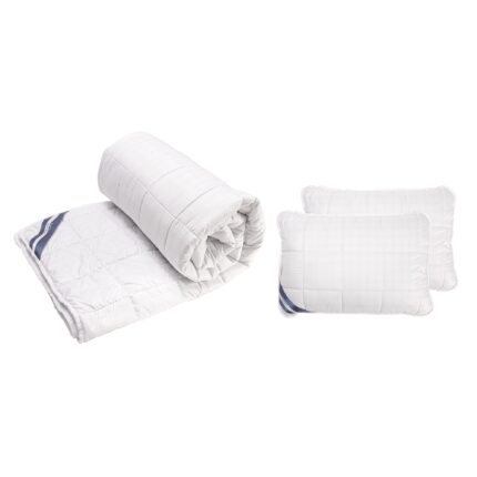 Set Somnart pilota 180x200 cm, 300 g/mp, nivel mediu de caldura si doua perne 50x70 cm, microfibra matlasata, cu fibre de carbon