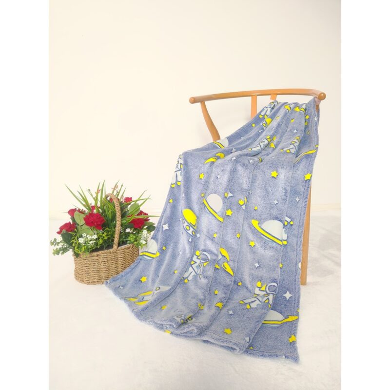 Patura fosforescenta microflanel SPACE 150x200 cm albastru