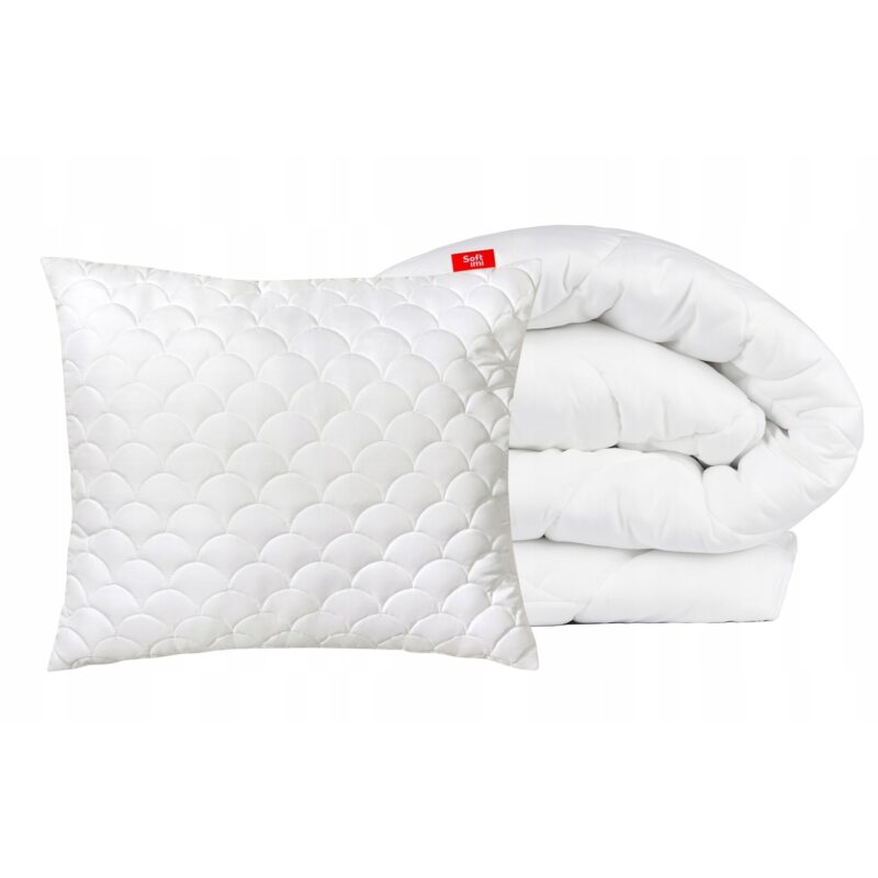 Set pilota si perna Softimi, Premium, hipoalergenic, alb, 160x200cm + 50x70cm