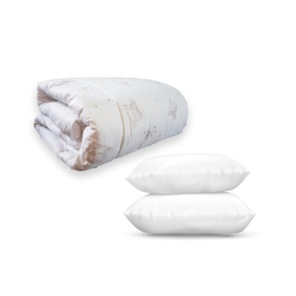 Set Pilota Lana Iarna Matlasata ALBA, 140x210cm si 2 Perne Matlasate 50x70cm, pentru 1 persoana, SETPLIMALBA140