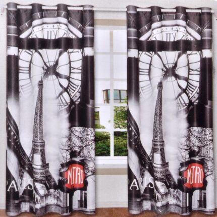 Draperie cusuta, ETK, model Paris, gri, inele metalice, 140x260 cm