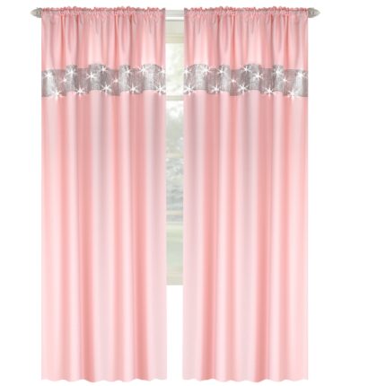 Draperie cu rejansa , Roz, 145x250 cm, Len3